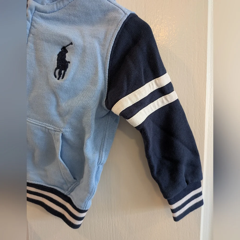 Polo Ralph Lauren Infant French Terry Zip Hoodie Big Pony Patch Preppy Size 18M